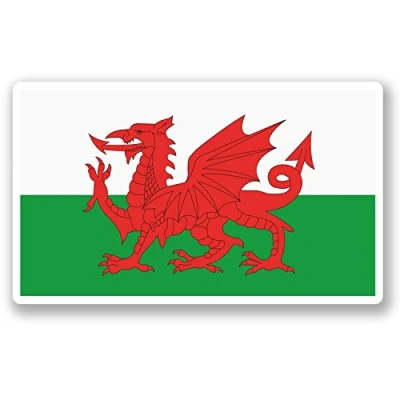 Image of 2 x 10cm Wales Welsh Flag Vinyl Sticker iPad Laptop Car Travel Luggage Tag #5315 (10cm Wide 6cm Tall)