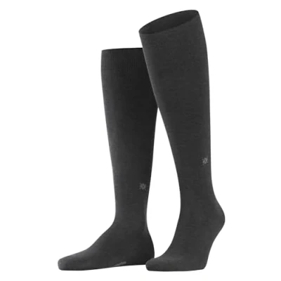 Image of Burlington Men&#039;s Dublin M Kh Cotton Long Plain 1 Pair Knee High Socks, Grey Anthracite Melange 3095, 6.5 11