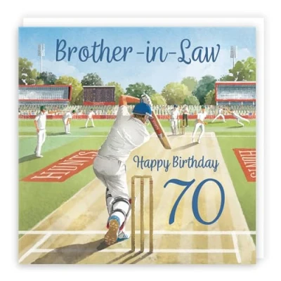 Image of Hunts England 70th Brother in Law Cricket Birthday Card Milo&#039;s Gallery Age 70 Sport Fun For Year Old Fan Seventy