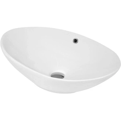 Image of Hudson Reed NBV166 Modern Bathroom Round Countertop Vessel Sink Basin, 195mm x 588mm 390mm, White