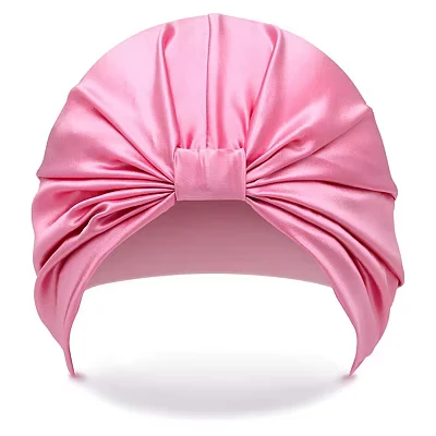Image of SILKE Hair Wrap The Mila 100% Luxurious Silk Bonnet Turban that Protects &amp; Repairs Damaged Sleep Cap Suitable for Frizzy, Curly, Straight Types