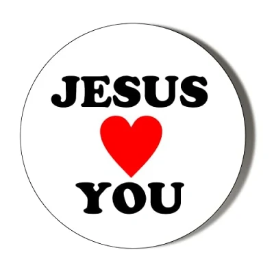 Image of Gift Insanity JESUS LOVES YOU 38mm Small Novelty Badge