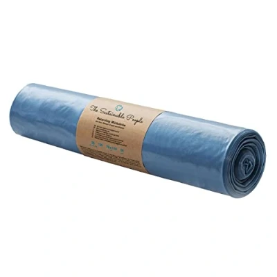 Image of The Sustainable People Recycled Bin Bags 120 L Made from 100% Material (PE) Blue Angel Certified Pack of 25 Type 60 Extra (30 μm) 700 x 1100 mm Ideal for Lighter Waste
