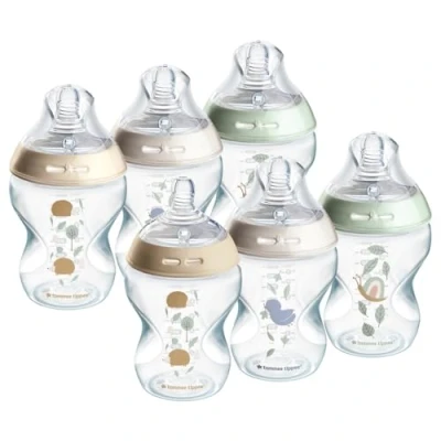Image of Tommee Tippee Natural Start Anti Colic Baby Bottle, Slow Flow Breast Like Teat for a Latch, 0+ months, 260 ml, Valve, Self Sterilising, Pond Design, Pack of 6