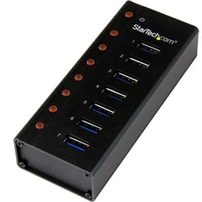 Image of StarTech.com 7 Port USB 3.0 Hub (5 Gbps) Metal Enclosure Desktop or Wall Mountable Rugged &amp; industrial Powered Expander and Splitter (ST7300U3M)