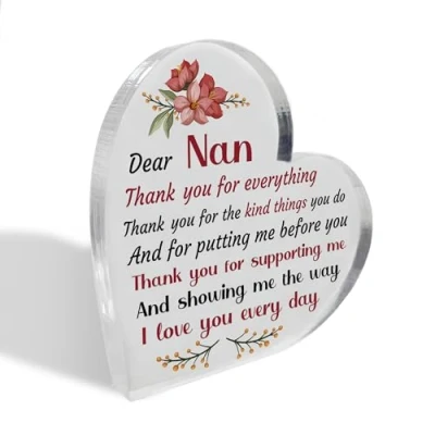Image of Red Ocean Nan Gifts For Birthday, Christmas, Gifts, HEART PLAQUE, From Grandchildren Granddaughter Grandson, Gift Ideas, Thank Keepsake