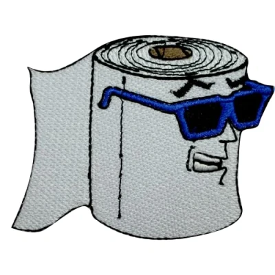 Image of Toilet Paper Patch, Funky Patch Humourous Quotes Patch,Embroidered Iron on Sew Badge for Clothes etc 7x6cm