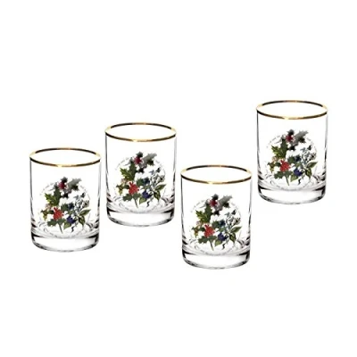 Image of Portmeirion The Holly &amp; Ivy Set of 4 Double Old Fashion Glasses