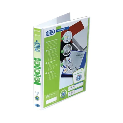 Image of Elba Panorama 25mm 4 D Ring Presentation Binder A4 White 400008416