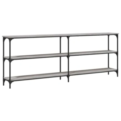 Image of vidaXL Grey Sonoma Console Table Stylish Industrial Design with Ample Storage, Adjustable Feet for Stability, Engineered Wood Construction&#039;