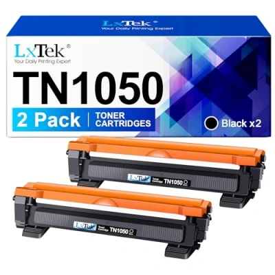 Image of LxTek TN1050 Toner Cartridge Compatible with Brother TN 1050 for DCP 1510 1610W 1612W 1512 MFC 1910W 1810 HL 1212W 1210W 11122 (Black, 2 Pack)