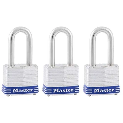 Image of Master Lock 3TRILF Laminated Steel Padlock with Key, 1 1/2&quot; Shackle