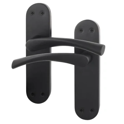 Image of EAI Black Door Handles 1 Pair Matt Internal Lever Latch on Backplate Novoli Range