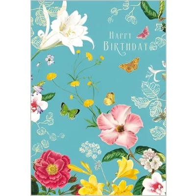 Image of Female Birthday Card for Her General Women Special Finishes Floral Butterfly Design Made in the UK Eco Friendly