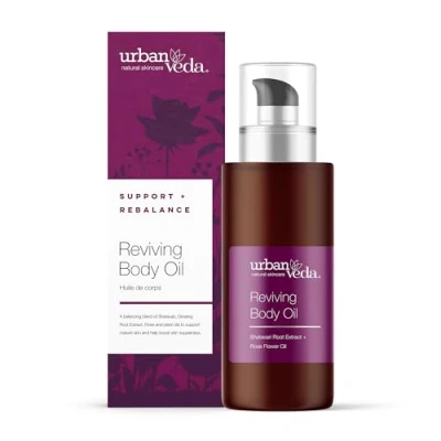 Image of Urban Veda Reviving Body Oil COSMOS Certified Massage Organic Vitamin E &amp; Sweet Almond for Skin Anti Aging Women and Men 100 ML