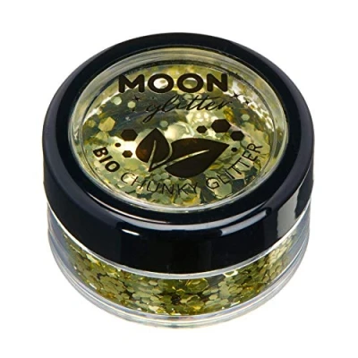 Image of Biodegradable Eco Chunky Glitter by Moon Gold Cosmetic Bio Festival Makeup for Face, Body, Nails, Hair, Lips 3g