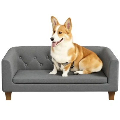 Image of PawHut Cooling Raised Dog Bed w/Breathable Mesh, for S, M Dogs Dark Blue