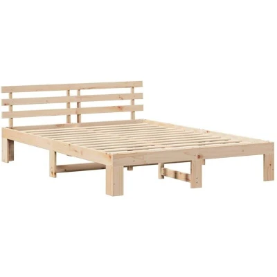 Image of vidaXL Pine wood Bed Frame Natural Solid 140 x 200 cm