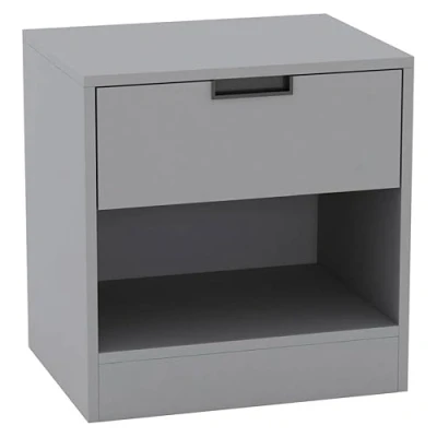 Image of URBNLIVING H46.5cm x W45cm D35cm, Drawer Bedside Grey Table Nightstand Shelf File Cabinet Storage for Bedroom Wooden Furniture Modern Sofa Side End Compact Unit Living Room