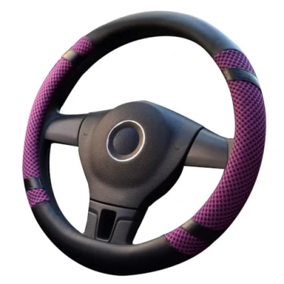 Image of Lifetooler Steering Wheel Covers Ice Silk Microfiber Leather Universal 38cm(15&quot;) Breathable Anti Skid Cover Car Interior Accessories for Auto Van Truck SUV (purple)