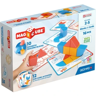 Image of Geomag Magicube Blocks &amp; Cards 16 pcs Cubes, from 2 Years and Up 100% Recycled Plastic