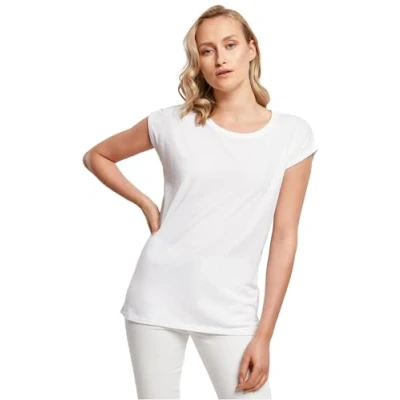 Image of Build Your Brand Women&#039;s Extended Shoulder Tee T Shirt, White, M EU