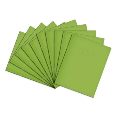 Image of Rhino A5+ Exercise Books, 48 Page / 8mm Lined with Margin Paper Notebook, 10 Pack, 9 x 7 Writing Book, Office &amp; School Stationery Supplies, Light Green