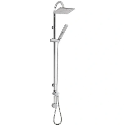 Image of Hudson Reed A3116 Worth ǀ Modern Bathroom Shower Kit with Concealed Outlet Elbow, Square Head and Handset Diverter, 1203mm x 200mm, Chrome