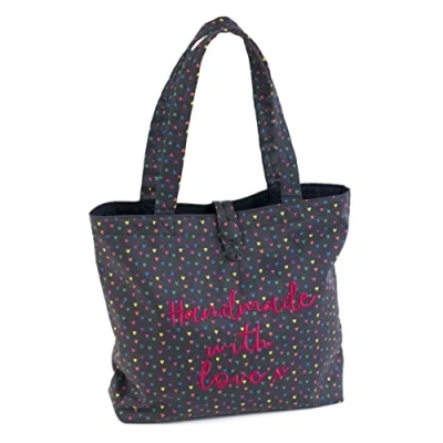 Image of Hobby Gift Shoulder Tote Craft Bag, Emroidered Hearts