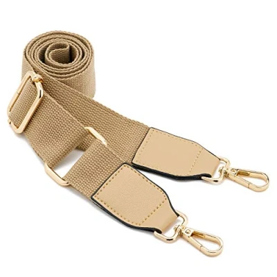 Image of Women Wide Shoulder Bags Strap,Adjustable Replacement Belt Bag Strap with Leather Gold Hooks Canvas Purse Straps Messenger Changeable Long For Crossbody Handbag(Leather Light Brown)