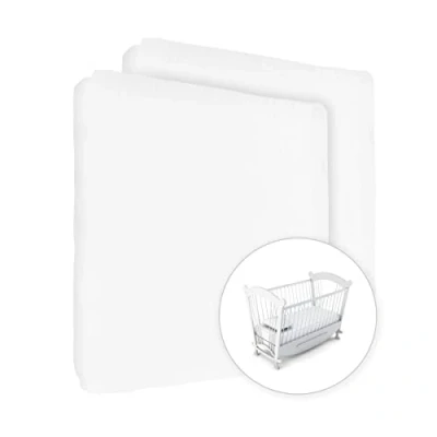 Image of 2X Jersey 100% Cotton Fitted Sheet for 90 x 50 cm Baby Co Sleeping Crib Mattress (White)