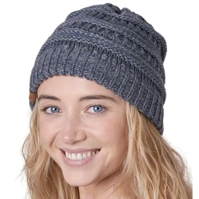 Image of Tough Headwear Winter Beanies Beanie Hat Men and Women Unisex Fit Warm Knit Chunky Cable Women&#039;s Men&#039;s Hats Cold Weather Ski Snowboard for Man or Woman Grey