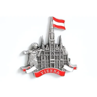 Image of Vienna 3D Metal Fridge Magnet for Kitchen Refrigerator Unique Stylish Design Holiday Souvenir Gift