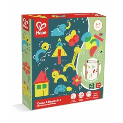 Image of Hape Colour &amp; Shapes Art Set 177 Primary Coloured Pieces, Teaches Mixing, Ages 3+