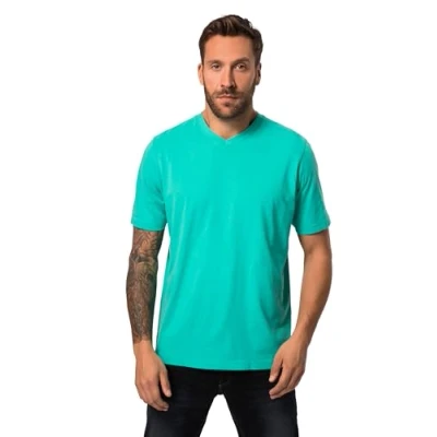 Image of JP 1880 Menswear Big &amp; Tall Plus Size L 8XL Classic Short Sleeve V Neck Tee Light Caribbean Green 702415452