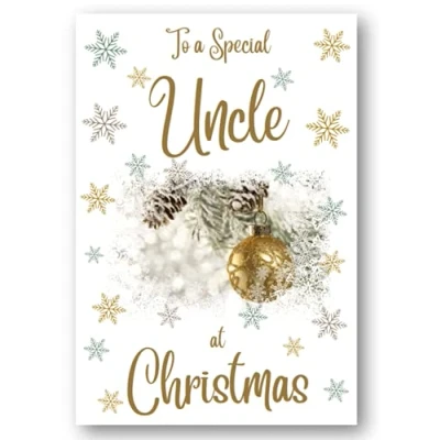 Image of Second Ave Uncle Christmas Gold Bauble Xmas Holiday Festive Greetings Card