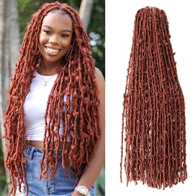 Image of Butterfly Locs Crochet Hair 6 Packs Long Faux Braids Pre looped Distressed Soft Dreadlocks Synthetic Extensions (350#, 24 Inch (Pack of 6))
