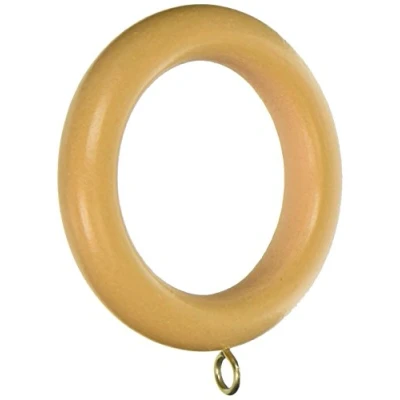Image of Merriway BH05956 (10 Pcs) Wooden Curtain Drapery Pole Rod Rings with Screw Eye, Inner Diameter 45 mm (1.3/4 Inch) Outer 64 (2.1/2 Inch), Light Brown Pack of 10 Pieces