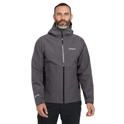 Image of Berghaus Men&#039;s Bramblfell Gore Tex Waterproof Breathable Interactive Jacket, Grey Pinstripe/Jet Black, XS