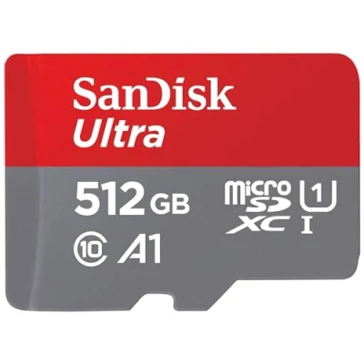 Image of SanDisk 512GB Ultra microSDXC card + SD adapter, Memory Full HD, up to 150 MB/s, For smartphones and Tablets, with A1 App Performance, UHS I, Class 10, U1