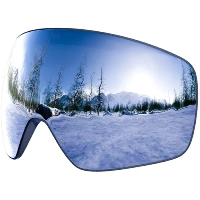 Image of Dizokizo Replacement Ski Goggles Lens Magnetic Spherical Snow for Snowboarding Skiing Silver…