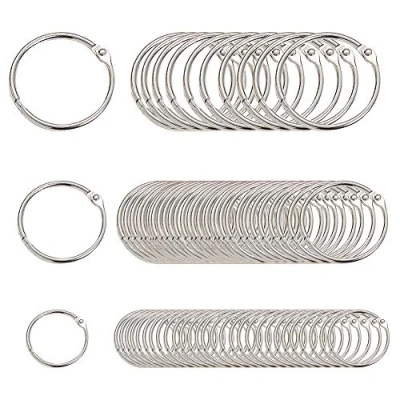 Image of 80 PCS Loose Leaf Binder Ring, Metal Book Rings Keychain Index Card Ring Single Large for Notebook Scrapbook Album Craft DIY