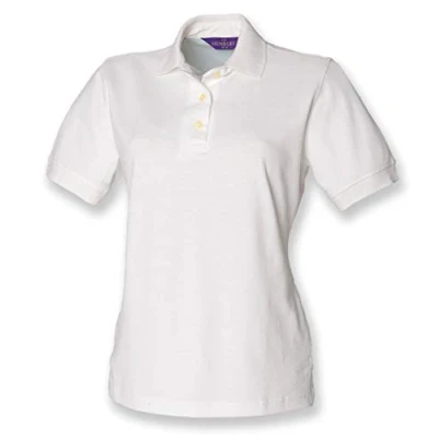 Image of Henbury Ladies Classic Pique Polo Shirt : Color White Size 16