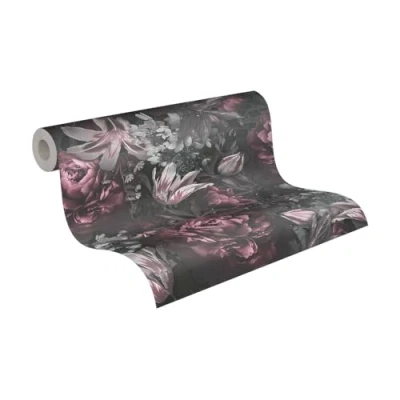 Image of A.S. Création PintWalls 385093 Non Woven Wallpaper with Roses Pink Grey Black Floral 10.05 x 0.53 m Made in Germany