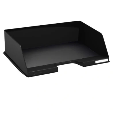 Image of Exacompta Ref 11214D ECOBlack Landscape Letter Tray Combo Maxi 347 x 255 103mm in Size, Suitable for A4 Documents, Stackable With Others, Holds Approx. 750 Sheets Black