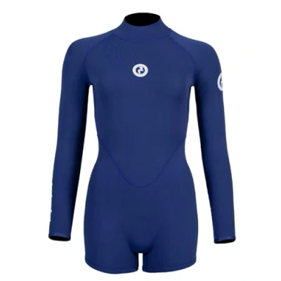 Image of Two Bare Feet Womens Arabella 2mm Superstretch Neoprene Swimsuit Style One Piece Wetsuit (Arabella Shorts (Navy), S)