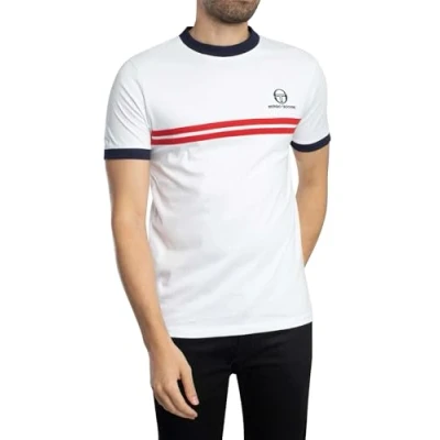 Image of Sergio Tacchini Men&#039;s Super MK2 T Shirt, White/Adrenaline Rush, XXL