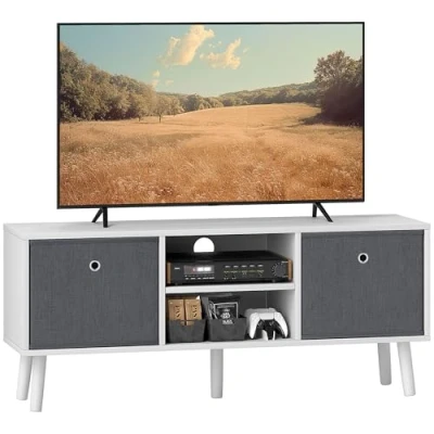 Image of HOMCOM TV Cabinet Stand Unit for TVs up to 50&#039;&#039; Flat Screen with Foldable Drawers and Shelves, Entertainment Center Living Room, Bedroom