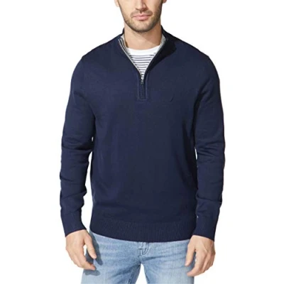 Image of Nautica Men&#039;s Quarter Zip Sweater, Navy, XL