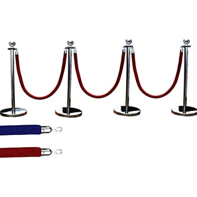 Image of 4 X VIP Silver Queue Barrier Posts Stands Security Stanchion Rope Divider Steel Crowd Control Set *WINNER 2020